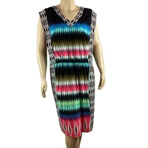 London Times V-Neck Dress Multicolored Size 22W
